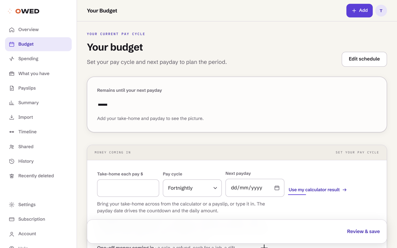 Save it as a budget